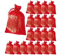 Ciieeo 20pcs Silk Drawstring Bags 13.5x10cm Chinese New Year Candy Packaging Pouches Lucky Spring Festival Wrapping Storage Bags