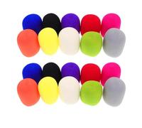 Ciieeo 20pcs Thickened Microphone Sponge Covers with Elastic Band Reusable Mic Windscreens Protective Sleeves for Handheld Karaoke and Home KTV 10 Colors, Non-Disposable Mic Shields