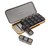 Ciieeo 21 Pcs Organizer Weekly Compact Pill Box Medicine Case with 21 Individual Compartments Black ABS Reusable Break-Resistant Travel Pill Dispenser Can Be Placed in Suitcase