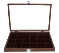 Ciieeo 24-grid Tea Bag Box Storage Organizer with Lid Rectangular Glass Wood Stainless Steel Space-saving Compartment Design Stylish Elegant Holder for Dining Area on The Go