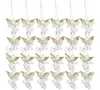 Ciieeo 24pcs 6cm Angel Ornaments Christmas Angel Ornaments Clear Hanging Decorations for Christmas Tree with Gold Wings for Xmas Party Supplies
