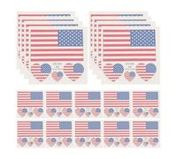 Ciieeo 25pcs Patriotic American Flag Temporary Stickers Heart Shape Decals for 4th of July Independence Day Festival Party Decoration