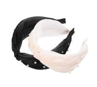 Ciieeo 2pcs Black Pearl Headband for Women Featuring a Thick Knotted Design with Pearl Knot Headbands for Offering a Comfortable Wearing Experience and Adding a Touch of Sophistication