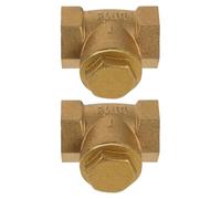 Ciieeo 2pcs Brass Inline Check Valve Universal Female Thread, Compact Design and Anti Backflow Protection, Suitable for Household and Commercial Plumbing Systems, Golden Copper Material