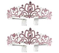 Ciieeo 2pcs Bride Crown Headdress with Mini Comb Design, Lightweight Zinc Alloy Rhinestone Wedding Tiara for Women, Elegant and Charming Appearance Suitable for Wedding and Photography