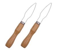 Ciieeo 2Pcs Button Hook Tool for Seniors with Wooden Handle, Button Assist Device for Shirts and Coats, Sewing Helper for Independent Dressing and DIY Clothing Fastening