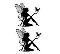 Ciieeo 2pcs Car Fairy Stickers Black Vinyl Butterfly Decals Car Bumper Side Body Decor Adhesive Vehicle Body Stickers