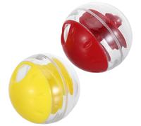 Ciieeo 2pcs Cat Puzzle Treat Dispenser Interactive Feeder for Kittens, Plastic Slow Feeding Puzzle Box with Red and Yellow Colors, Indoor Cat Activity and Iq Enrichment