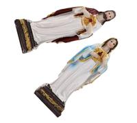 Ciieeo 2PCS Catholic Holy Family Religious Sculpture with Blessed Mother and Father Figurines for Tabletop Compact Christian Decor for Home Office and Entryway Faith Inspired Sacred