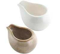 Ciieeo 2pcs Ceramic Milk Jug Pitcher for Sauce Gravy Boat Milk Kettle Round Spout for Cafe Maid Coffee Creamer and