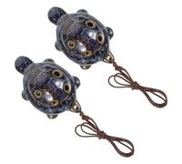 Ciieeo 2pcs Ceramic Turtle Ocarina Wind Instrument for Beginners with Six-hole Design, Pure Soothing Sound and Educational Value, Pendant Style Musical Instrument for Practice and Outdoor