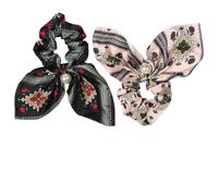 Ciieeo 2pcs Colorful Fabric Bow-tie Hair Scrunchies Hair Ties for Women Delicate Large Ribbon Elastic Bands Suitable for Daily Wear and Party Accessories
