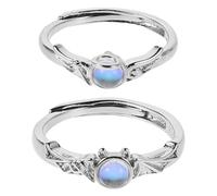 Ciieeo 2PCS Couple Rings Set Adjustable Angel and Devil Moonstone Rings for Men and Women, Minimalist His and Her Finger Bands for Valentine’s Day, Matching Couple Jewelry