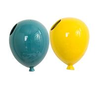 Ciieeo 2Pcs Creative Balloon Shaped Wall Decor Ceramic Home Pendant in Blue and Yellow Decorative Supply for Bedrooms Kindergarten and Cake Shops