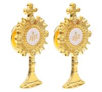 Ciieeo 2pcs Cross Brooch Pins Christian Clothing Accessories Metal Baptism Celebration Pins for Women Church Service and Religious Party Outfit