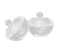 Ciieeo 2pcs Crystal Nail Art Cups with Lids Glass Manicure Liquid Containers for Acrylic Powder Mini Octagonal Nail Art Liquid Cups