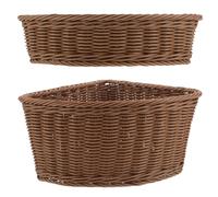 Ciieeo 2pcs Curved Storage Basket Imitation Rattan Woven Design Plastic Triangle Corner Tray for Bedroom Closet Organization for Laundry Use