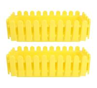 Ciieeo 2pcs Decorative Planting Pot Rectangular Flower Container for Windows Classic Yellow Plastic Planter with Drainage Holes and Integrated Planter Trays for Herbs and Cactus