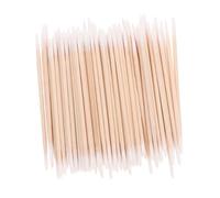 Ciieeo 2pcs Double-ended Wooden Handle Cotton Swabs with Precision Pointed Tips, 100pcs Large Cosmetic and Makeup Cotton Buds for Tattoo, Eyebrow, and Lip Application