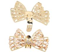 Ciieeo 2pcs Elegant Golden Bow Shoe Clips with Crystal Rhinestones Versatile and Removable Shoe Charm for Women and Girls for Wedding and Party Clothing Hair and Decoration