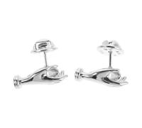 Ciieeo 2pcs Elegant Mini Hand Brooch in Silver Copper, Handcrafted Vintage Style Lapel Pin that Holds Flowers with Swappable Blooms, for Proms and Anniversaries