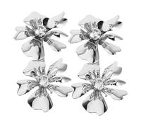 Ciieeo 2pcs Elegant Silver Flower Hair Clips for Women Four-layer Five-petal Iron Hair Accessories that Hold Securely and Do Not Damage for Occasions