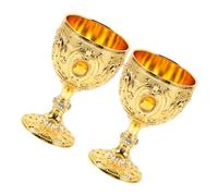 Ciieeo 2Pcs European Style Liquor Shot Glasses Retro Embossed Wine Cups Gold Trimmed for Home Drinking and Whiskey Serving