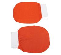 Ciieeo 2pcs Exfoliating Gloves for Body Scrub, Coarse Texture Bath Mitts in Orange, Shower Gloves for Dead Skin Removal and Massage, Suitable for Men and Women