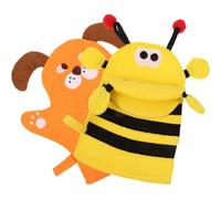 Ciieeo 2pcs Exfoliating Scrubbing Mittens Set, Cute Bee Yellow Bear Bath Gloves, Soft Dual-use Shower Mitt for Gentle Skin Cleansing and Body Exfoliation