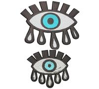 Ciieeo 2pcs Eye-Shaped Sequins Clothing Patch for Bags and Hats, DIY Sew on Patch Gauze Material, Suitable for Craft Making Applique and Daily Life Decoration