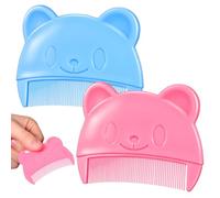 Ciieeo 2pcs Fine Tooth Combs for Cradle Cap, Bear Shaped Newborn and Hair Grooming Combs, Portable Hair Care Set in Blue and Pink