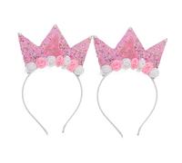 Ciieeo 2pcs Girl Birthday Crown Headbands Glitter Tiara Decoration for Birthday Party Elegant and Comfortable Accessory for Fit for Various Age Groups