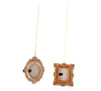 Ciieeo 2pcs Gold Resin 3d Christmas Tree Mini Photo Frame Hanging Ornament for Wall Decoration, Cute Xmas Tree Picture Frame with Rope for Holiday Home Display
