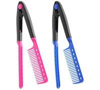 Ciieeo 2pcs Hair Straightening Comb Barber Comb Plastic Scalp Care Styling Tool Assorted Colors Salon Accessories
