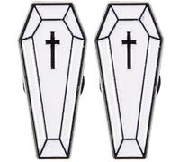 Ciieeo 2pcs Halloween Coffin Brooch Pin for Men, Cartoon Drip Oil Enamel Lapel Pins, Cool Funny Brooch Decoration for Jackets and Halloween Costumes