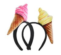 Ciieeo 2pcs Ice Cream Cone Headbands for Hair Styling with Secure Fit Non-slip Cloth Material, Adorable Design for Occasions and Makeup Application