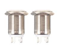 Ciieeo 2pcs Illuminated Doorbell Button Replacement Parts, 12mm Round Self-Resetting Push Button with White LED Light, Wired Door Bell Ringer for Home and Apartment Use