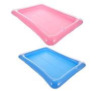 Ciieeo 2pcs Inflatable Pool Drink Serving Tray Floating Holder for Food and Beverages Multi Functional Summer Party Accessory in Blue and Rose Red Easy to Inflate and Portable