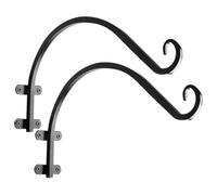 Ciieeo 2pcs Iron Metal Hanging Planter Bracket Hooks Hand-Forged Small Outdoor Balcony Plant Hanger Rack for Flower Baskets, Lanterns, Wind Chimes