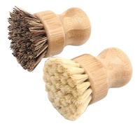 Ciieeo 2pcs Kitchen Stove Brush Wok Cleaning Brush Washing Dish with Sturdy Bristles Wood Handle Tough Scrubbing Fits Comfortably in Hand for Fruits and Carpet Decontamination Cleaning