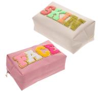 Ciieeo 2pcs Large Capacity Pu Makeup Face Bag with Unique Design, Waterproof Travel Cosmetics Bag to Keep Toiletry Accessories Safe, Simple and Delicate Cosmetic Makeup Pouch for Women