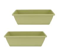 Ciieeo 2pcs Large Rectangular Resin Plant Basins for Vegetable and Flower Growing, Breathable Garden Planters with Drainage for Balcony and Outdoor Use, Light Green