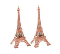 Ciieeo 2pcs LED Light Eiffel Tower Statue Metallic Model Home Decor Living Ornament with Warm Luminous Effect Vintage Parisian Craft