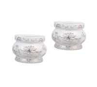 Ciieeo 2pcs Lotus Incense Censer Ceramic Decorative Incense Holder for Home and Temple White Gold Trimmed Lotus Relief Design Multi Functional Aromatherapy Burner and Artistic Tabletop