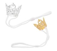 Ciieeo 2pcs Miniature Animal Costume Crowns for Hamsters - Gold Silver Small Pet Fancy Dress Tiara Set - Hamster Birthday Hat Pet Royalty Headwear for Small Animals