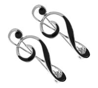 Ciieeo 2pcs Music Note Brooch Pin Lapel Pin Simple Elegant Zinc Alloy Enamel Versatile Accessory Easy Attachment and Removal for Music Lovers Casual Wear