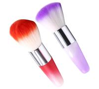 Ciieeo 2pcs Nail Art Dust Brush for Acrylic Nails Artificial Fiber Makeup Brushes with Convenient Carrying at Home Or Professional Manicure Random Color
