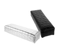 Ciieeo 2pcs Nail Art Hand Cushion Square Pu Hand Pillow with Arm Rest for Manicure Black and Silver Nail Salon and Clients
