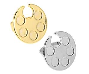 Ciieeo 2pcs Nail Display Stand Ring Shaped Metal Palette Stylish Sleek Minimalist Nail Art Mixing Rings for On-the-go Artists and Professionals Working in Salons