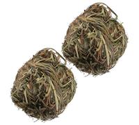 Ciieeo 2pcs Natural Grass Chew Balls for Rabbits and Guinea Pigs Small Animal Teeth Grinding Brown Balls to Digestion and Provide Fun Play When They Are Alone
